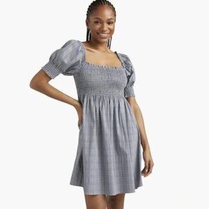 Hill House Nap Dress in Athena Gray Blue Plaid Size Medium